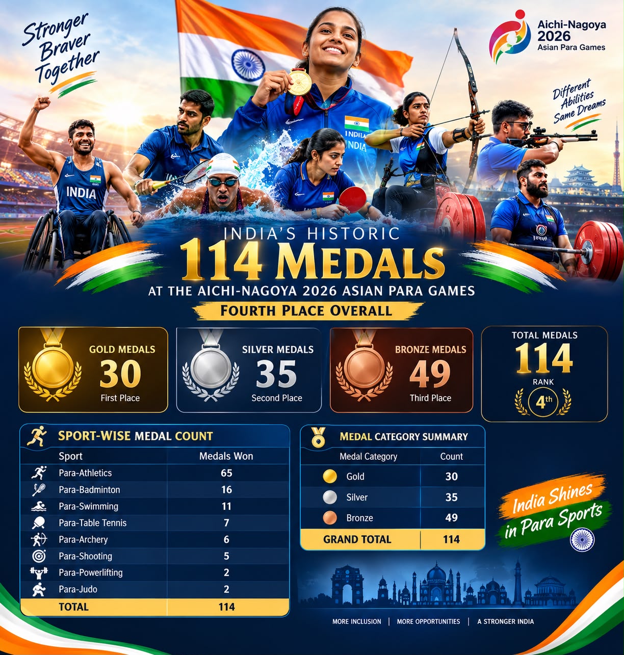 India’s Historic Triumph at the Asian Para Games 2026 114-Medal 6 India’s Historic Triumph at the Asian Para Games 2026 114-Medal