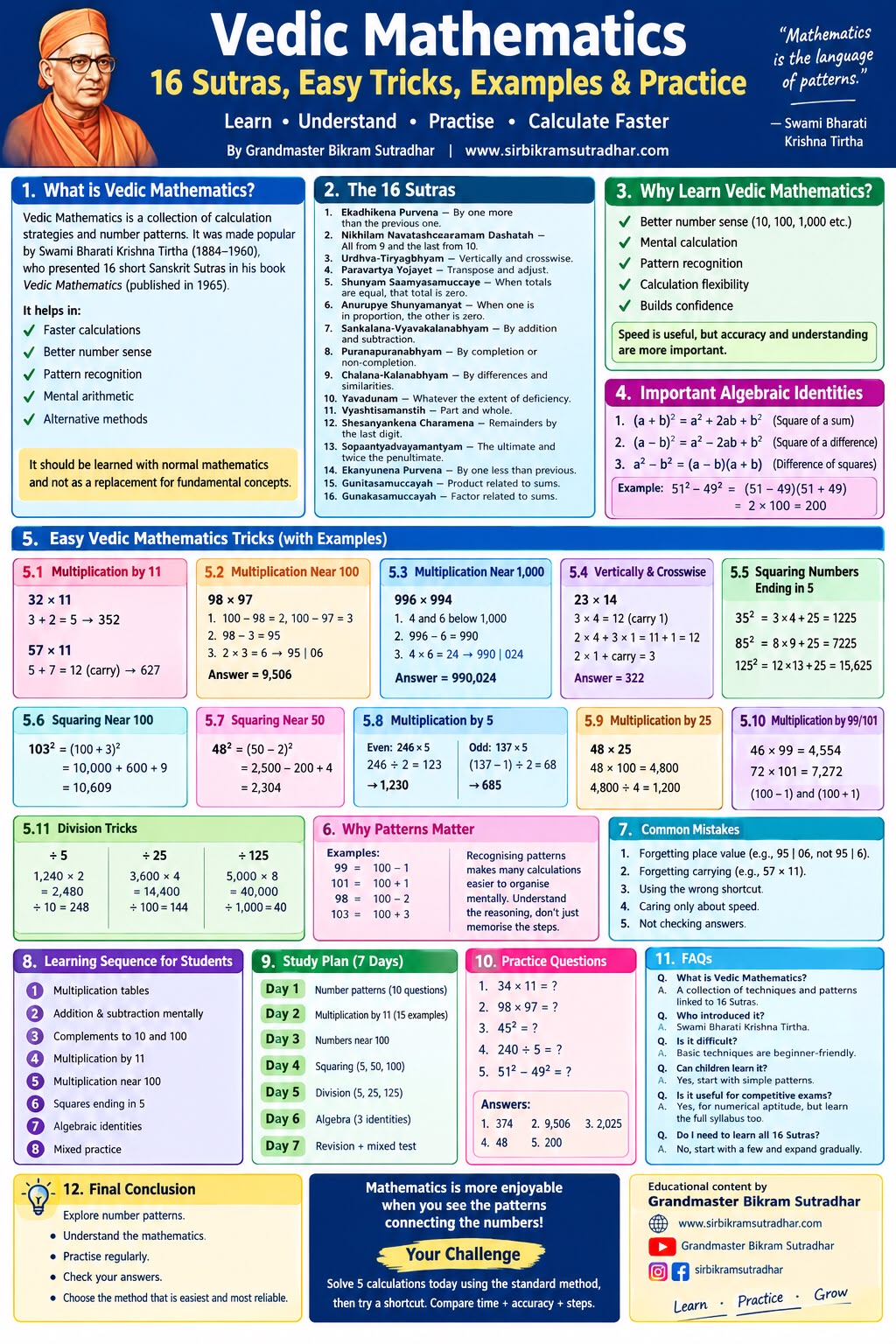 Vedic Mathematics: Learn 16 Sutras, Easy Tricks and Mental Maths 6 Vedic Mathematics: Learn 16 Sutras, Easy Tricks and Mental Maths